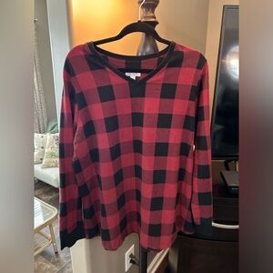Denim&Co Buffalo Plaid Top